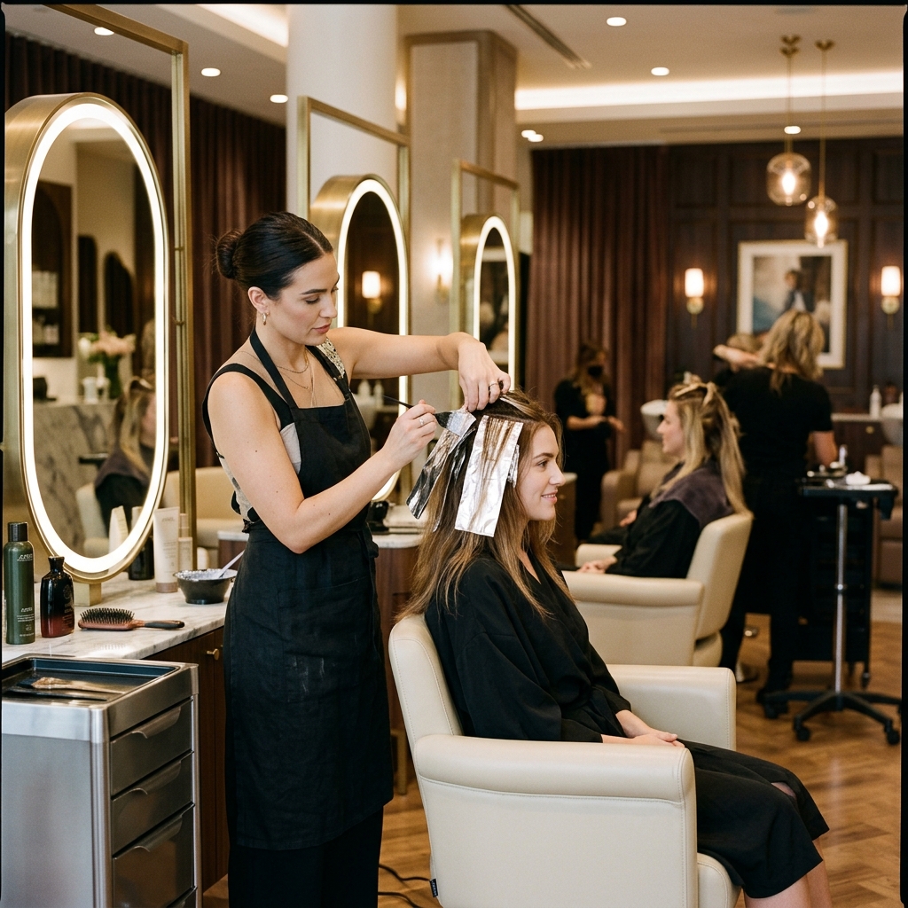 Professional hair coloring and styling
